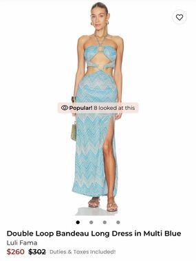 Luli Fama Aqua Chevron Cutout Bandeau Maxi Dress